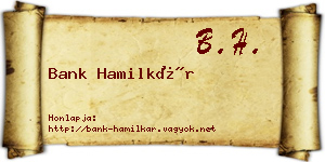 Bank Hamilkár névjegykártya